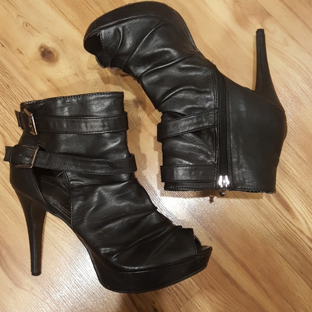 Peep toe booties